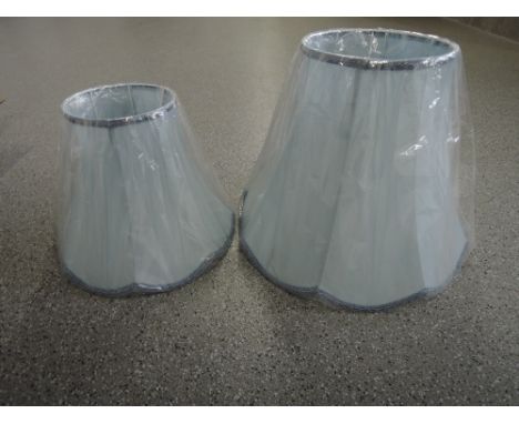 Three various lamp shades duck egg blue.