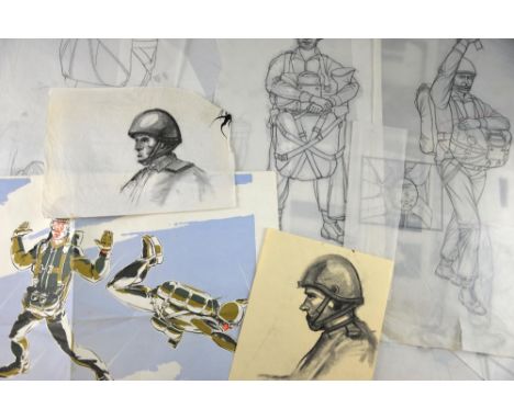Original art-work for 1970s Associated Publication Air Diagrams for the Defence Council Airborne Forces parachute training po