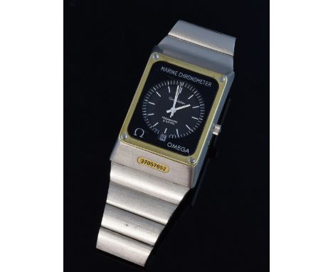 Rare gentlemen's steel and gold Omega Mega quartz 2400 marine Chronometer Circa 1974, No. 37057652, in later Omega presentati