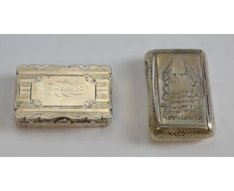 Victorian silver snuff box with moulded and engine turned decoration, by David Pettifer, Birmingham, 1850, 1.6oz, 50g, and a 