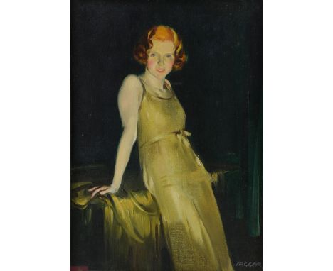 § David Jagger (1891-1958) Study of Girl with red hair I  oil on panel, signed, The Art Exhibitions Bureau label, The Art of 