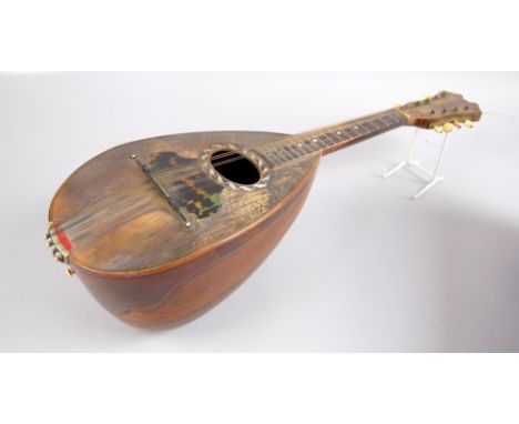 Early 20th century Mandolin by Lucciani, with ivory tuning-pegs and tortoiseshell and mother-of-pearl detail, in wooden case,