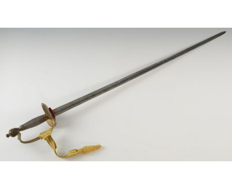 19th century British Infantry pattern 1796 sword, with hinged and folding guard and silver wire bound wooden grip, 82cm blade