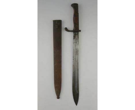 WW1 German Butcher bayonet by Erfurt with steel scabbard, the blade 36.5 cms.  .  