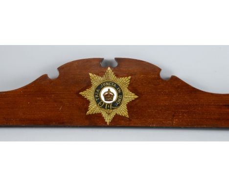 Mahogany back board bearing the badge of the Most Honourable Military Order of the Bath with single crown, leather bayonet fr