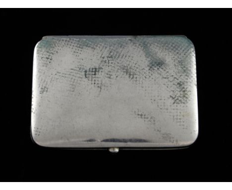 Swedish silver cigarette case with blue cabochon stone button catch, marked '830', 2.8oz, 89g,.   
