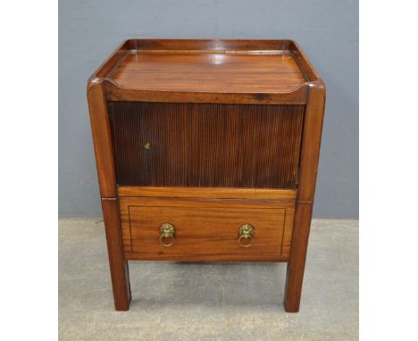19th century mahogany tambour  fronted commode, 73cm x 58cm .   