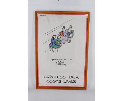 After Cyril Kenneth Bird CBE (Fougasse) (1887-1965), Careless Talk Costs Lives, colour print. H.80 x W.53 x D.2cm 