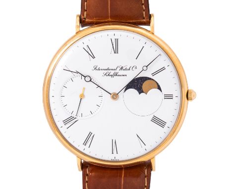 IWC Vintage Portofino "Mondphase" seltene Herrenuhr, Ref. IW5251. Ca. 1980er Jahre. Gelbgold 18K. Handaufzug-Werk Kal. 9521, 