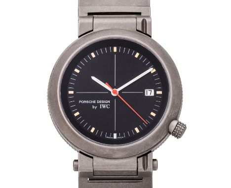 PORSCHE DESIGN by IWC Vintage "Kompass" seltene Herrenuhr, Ref. 3511. Aus 1994. Titan, Kompass mit Spiegel unter Klappdeckel.