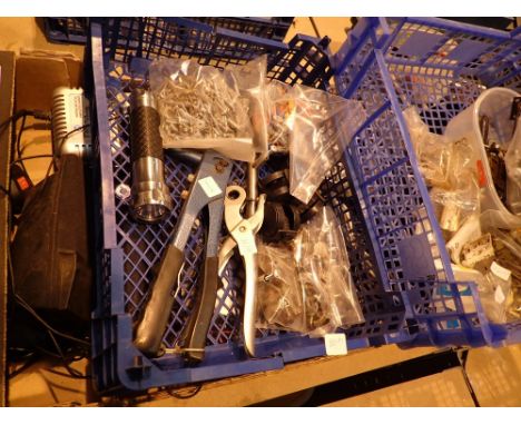 Three boxes of tools fixtures and fitings