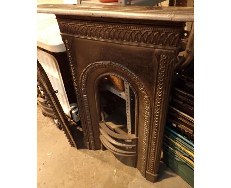 Early cast iron fire place with mantel piece 51 x 92 cm mantle is 68 cm 