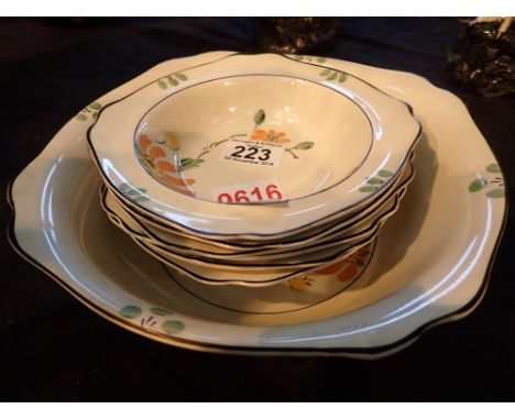 Hand painted ceramic Art Deco fruit set 