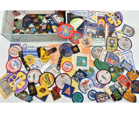 A SELECTION OF MAINLY GIRL GUIDE AND SCOUT PATCH BADGES, to include Happiness is being a guide, Join in Jamboree 83, The Year