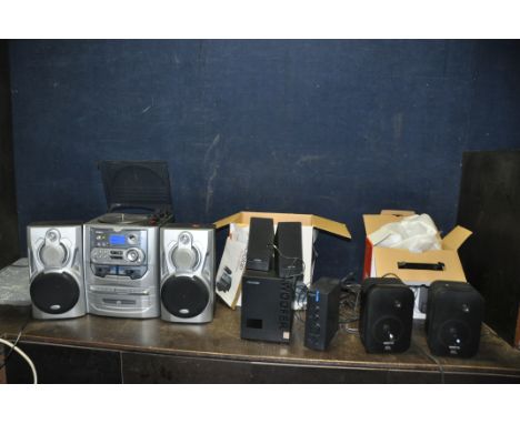 A PAIR OF JBL CONTROL ONE MONITOR SPEAKERS brand new in box, a boxed Microlab computer speaker syatem and a Steepletone hi fi