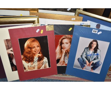 CELEBRITY PHOTOGRAPHS, a collection of fifteen signed photographs of actresses and pop music artists (seven framed) comprisin