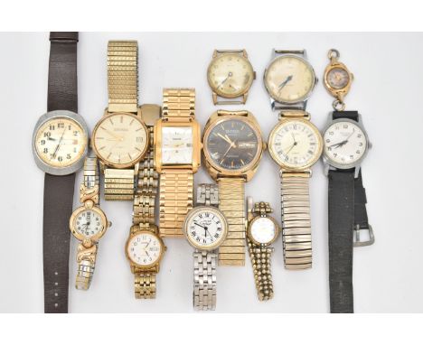 ASSORTED WRISTWATCHES IN A SMALL PLASTIC BOX, ladies and gents watches, to include a gents gold plated 'Sekonda' manual wind,