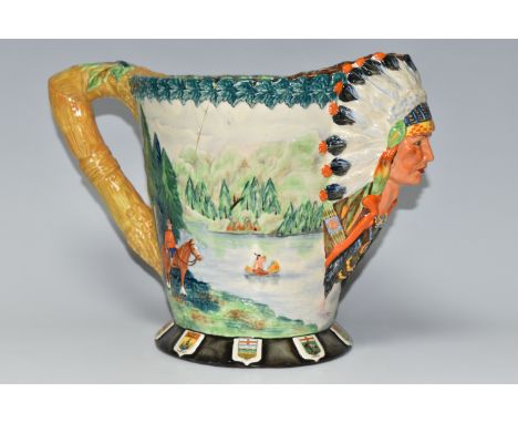 A LARGE LIMITED EDITION CARLTONWARE  CONFEDERATION OF CANADA JUG, 25/350 relief moulded with an Indian Chief's head against a