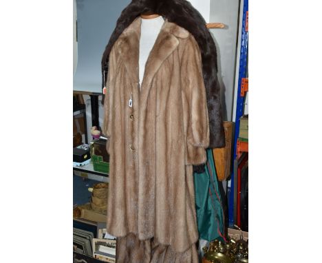 VINTAGE FUR COATS AND LUGGAGE ETC, comprising an unbranded light brown fur coat, dark brown fur coat (possibly Mink) with con