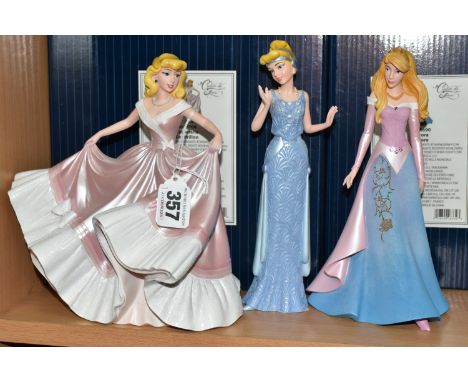THREE BOXED DISNEY SHOWCASE COLLECTION FIGURINES, 'Couture De Force' comprising Cinderella 6008704, Aurora 6008690, Cinderell