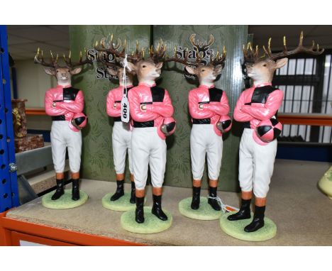 FIVE INDIVIDUALLY BOXED 'STAGS WITH STYLE' FIGURES, all identical 'Frank' A27968, stags dressed as jockeys (5 + 5 boxes) (Con