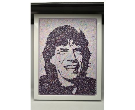 JIM DOWIE (BRITISH CONTEMPORARY) 'MICK JAGGER', a portrait of the Rolling Stones frontman, signed bottom right, acrylic on ca