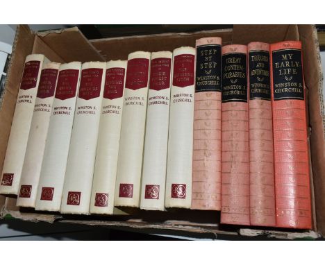CHURCHILL; Winston S, eight volumes of The Second World War published by The Reprint Society and My Early Life, Thoughts And 
