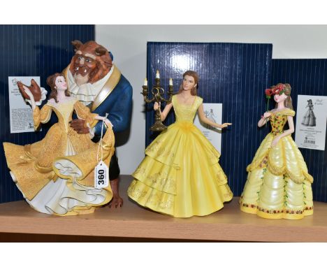 THREE BOXED DISNEY SHOWCASE COLLECTION FIGURES, comprising 'Beauty and Beast' 6006277, 'Belle' 4058293, 'Belle' 4046620 (3 + 