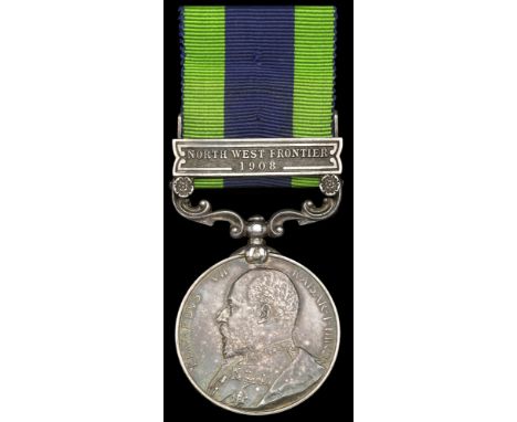 India General Service 1908-35, 1 clasp, North West Frontier 1908 (31732 Gunr. R. Mc Dowell 18th By R F A) good very fine £70-