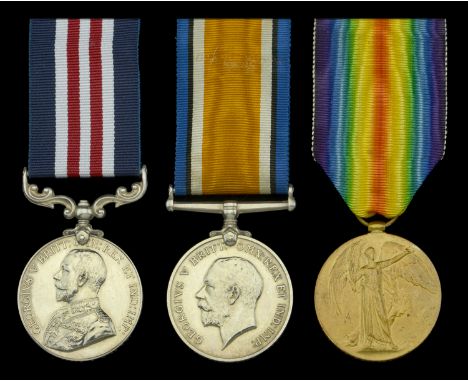 A Great War ‘Western Front’ M.M. group of three awarded to Private E. F. Beard, Middlesex Regiment  Military Medal, G.V.R. (3