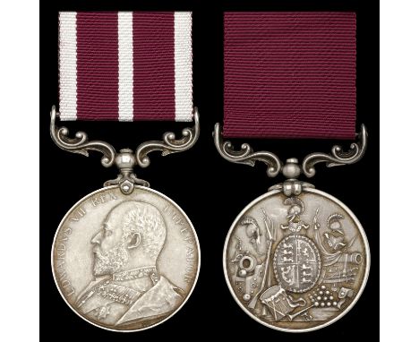 Pair: Battery Sergeant Major R. Espie, Royal Artillery  Army Meritorious Service Medal, E.VII.R. (B.S. Mjr: R. Espie 14th. Bd