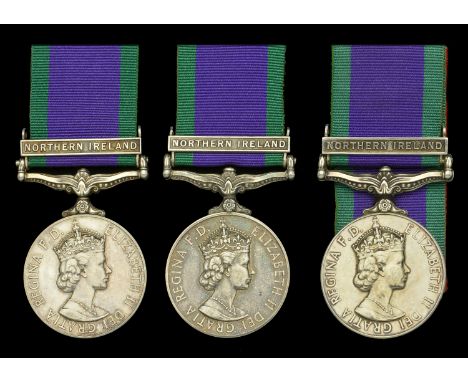 General Service 1962-2007, 1 clasp, Northern Ireland (3) (24516118 Gnr K Brooks RA; 24619215 Sgt S R Cheshire RA; 24408214 Gn