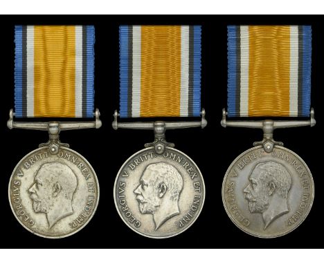 British War Medal 1914-20 (3) (M.33173 W. E. Heydon. 2 Ck. Mte. R.N.; Po.12685 Pte. F. H. H. Gower. R.M.L.I.; F.36828 J. Rile