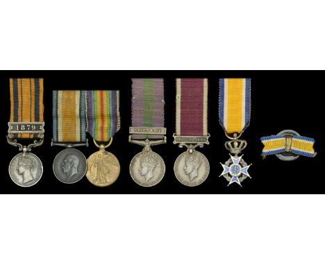 Miniature Medals: South Africa 1877-79, 1 clasp, 1879, mounted for wear; British War and Victory Medals, this pair mounted as