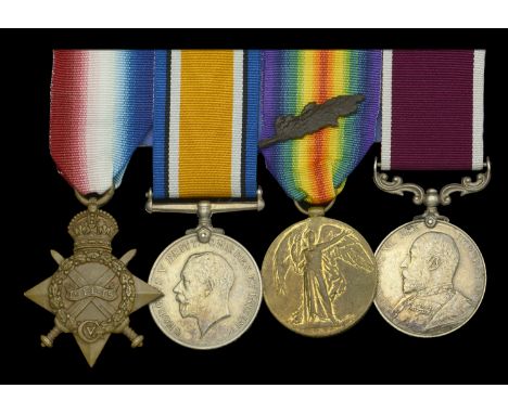 Four: Warrant Officer Class II G. Mayhew, Royal Field Artillery  1914-15 Star (47729 B.S. Mjr. G. Mayhew. R.F.A.); British Wa