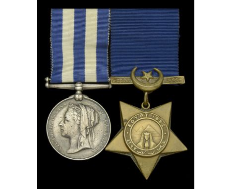 Pair: Gunner H. Batten, Royal Artillery  Egypt and Sudan 1882-89, dated reverse, no clasp (22893 Gunr. H. Batten. 4/1st. Lon 