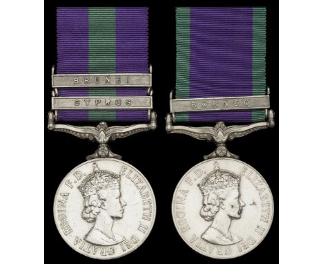 Pair: Lance-Bombardier R. W. Pinnock, Royal Artillery  General Service 1918-62, 2 clasps, Cyprus, Brunei, unofficial retainin
