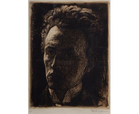 Hartmann, Erich (1886-1974) „Portrait eines jungen Mannes“ (Gustav Mahler?), Radierung, u. sign./num., 27,3x21,6cm (m.R. 46,5