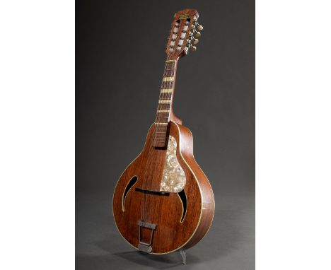 Mandoline Höfner "Cats Eye", Model 545, Mahagoni-Ausführung, Deutschland um 1970, L. 66cm, B. 26,5cm, Mensur 32,8cm, Alters- 