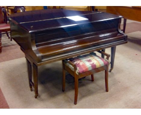 MAHOGANY BABY GRAND PIANO BY REICHMANserial number 30749, maker's plaque mounted to the inside of the fallboard, raised on sq