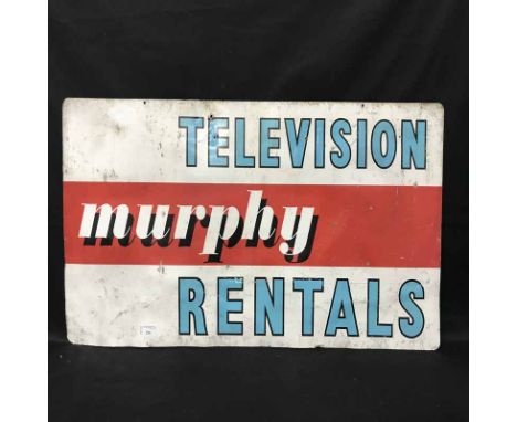 ENAMEL TELEVISION MURPHY RENTALS SIGN
