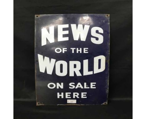 ENAMEL NEWS OF THE WORLD ON SALE HERE SIGN 