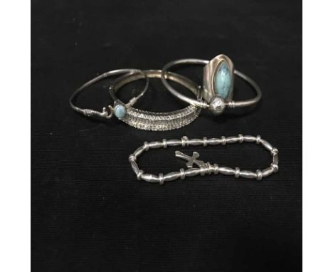 LOT OF SILVER JEWELLERYincluding rings and a Pandora bangle 