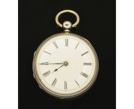 A silver cased Verge pocket watch, the case with London hallmarks date letter rubbed, key wind, currently ticking away and in