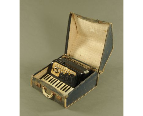 A Selmer Invicta Italian piano accordion Piccolo in case.