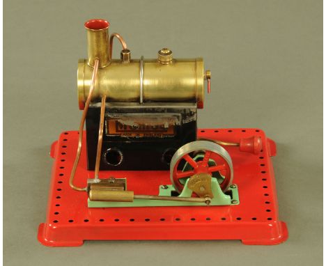A Mamod stationary steam engine.