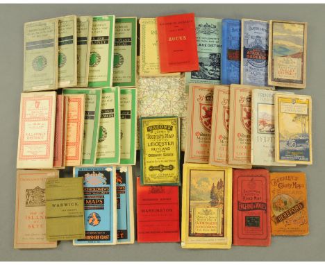 Thirty four early 20th century ordnance survey map, mostly 1", Bartholomews 1/4" maps of Ireland, Cruchleys county maps, Baco