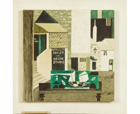 Peter Yates (Artist and Architect 1920-1982), acrylic and gouache on board "The Painter Alfred Wallis' Shop St Ives", 38 cm x