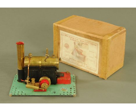A Bowman stationary steam engine, "A New Power-Plus Bowman Steam Stationary Engine", boxed, circa 1950.