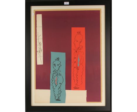 Pablo Picasso - Deux Clowns, lithograph in colours on wove paper, published by Mourlot circa 1954, title and Mourlot stamp ve